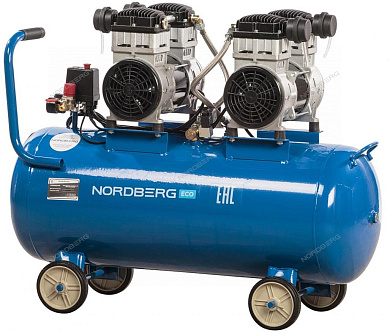 компрессор поршневой безмасляный, объем 100 л nordberg eco nceo100/400