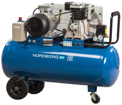 компрессор поршневой с ременным приводом, объем 100 л nordberg eco nce100/520